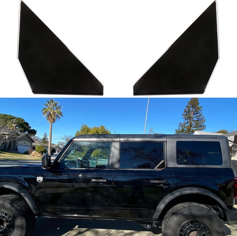 RERPRO Rear Window Triangle Cover Trim Compatible with 2021 2022 2023 2024 2025 Ford Bronco 4 Door Accessories Exterior Decoration Trims Kit Protection Decor Covers, 1 Pair Black - Image 1